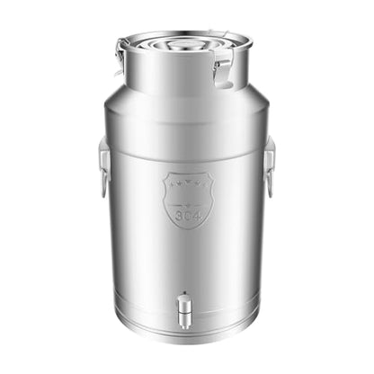 35L Stainless Steel Milk Can, Heavy Duty Food Storage & Transport Container for Dairy, Wine, Grains, Ideal for Home, Farm & Commercial Use, With a Faucet - size: 9.24Gallon
