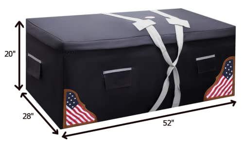 X-Large Hay Bale Bag – 52"x20"x28" Waterproof 1200D Nylon with Patented Ventilation Windows, Hand-Tooled Leather Patriotic Corners, Fits 3-String California Bales, Great for Shows