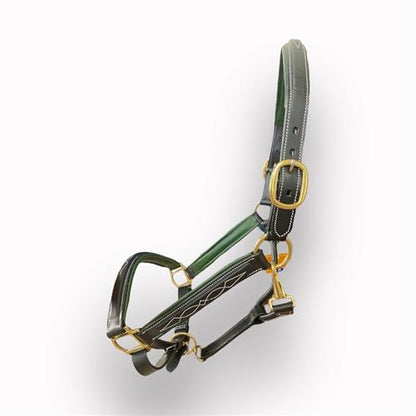 SIE Fancy Stitch Padded Adjustable Leather Halter for Horses