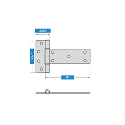 National Hardware Industrial Gate T-Hinges, 6 in, Steel, 2-Pack, Black