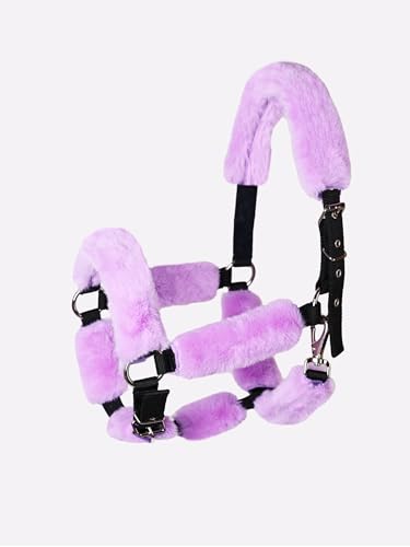 Harrison Howard Fleece Halter Covers for Horses, Set of 9, Prevent Hair Loss Pressure Marks, Padded Horse Halter Fleece Set Light Purple - color: Light Purple