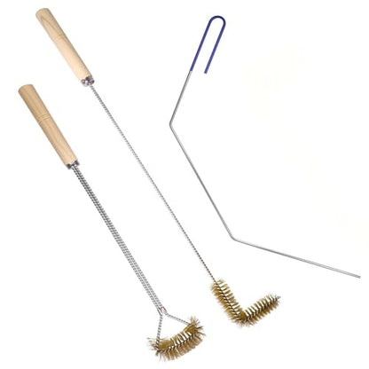3 PCS Fryer Cleaning Tools with Deep Fryer Brass L-Shaped Brush, Deep Fryer Cleanout Rod, Long Handle Deep Basket Brush for Restaurants, Air Fryers, Deep Fat Fryers - color: 3pcs Brass Brush