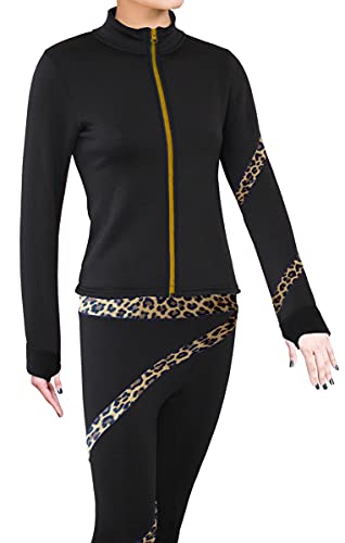 NY2 SPORTSWEAR Figure Skating Polartec Polar Fleece Spiral Jacket - Child Sizes - color: Cheetah Brown, size: Small