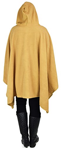 Dare2BStylish Women Poncho Style Hoodie Sweater Fleece Cover Up for Cold Weather - color: Khaki