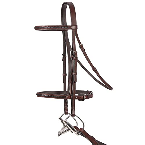 Schneiders Pinnacle Raised Braided Hunter Bridle | Includes Matching Laced Reins for Horses | Handcrafted English Tradition | Chestnut Raised Braiding - color: Chestnut