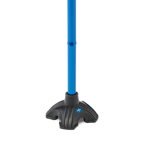 Medline Offset Folding Cane, 4-Point Base With Cushioned Gel Handle, Supports Up To 350 lbs, Blue - color: blue