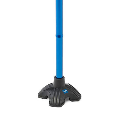Medline Offset Folding Cane, 4-Point Base With Cushioned Gel Handle, Supports Up To 350 lbs, Blue - color: blue