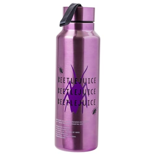 Silver Buffalo Beetlejuice Sandworm, Stainless Steel Water Bottle, 27oz | Say it Three Times, Includes Strap, 0.8 Liters - color: Beetlejuice, size: 27 Ounces