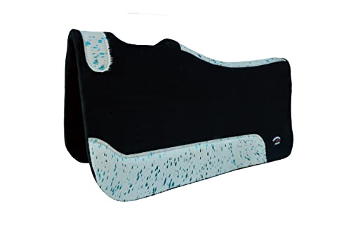 Horse 32" x 30" Western Contoured Wool Felt Therapeutic Saddle Pad 39232 - color: Black Hair-on