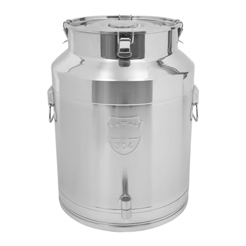 DYNAMI 16.9Gal 304 Stainless Steel Milk Bucket with Faucet,Thickened Stainless Steel Milk Can w/Sealing Lid, Large Liquid Container Storage,for Milk,Wine, Oil Storage Transport (64L/16.9gal,w/Faucet) - size: 16.9gal