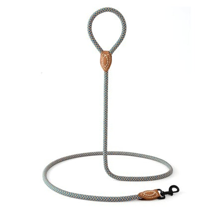 Mile High Life Dog Leash with Genuine Leather-Wrapped Ends, 4/5/6FT - color: Peacock Blue, size: 48 Inch-1/2"