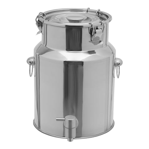 304 Stainless Steel Milk Can 6L/1.59Gal Commercial Beverage Dispenser with Faucet, Metal Water Beverage Drink Dispenser with Sealed Lid & Handles for Milk Wine Oil - size: 6L/1.59Gal