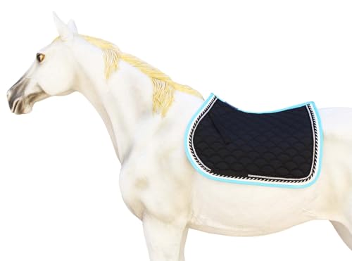 Horse Quilted ENGLISH SADDLE PAD Trail Dressage 72Dressage - color: Black/Turquoise