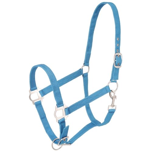 Tough1 Nylon Horse Halter with Satin Hardware - color: Turquoise