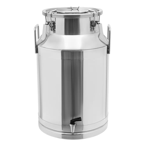 40L Stainless Steel Milk Can, Heavy Duty Food Storage & Transport Container for Dairy, Wine, Grains, Ideal for Home, Farm & Commercial Use, With a Faucet - size: 10.57Gallon