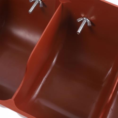 DOITOOL Pig Feeder 4 Compartment Pig Trough Plastic Fence Goat Feeder Livestock Feeding Container Pets Animal Farm Supplies - color: Brown, size: 46x14cm