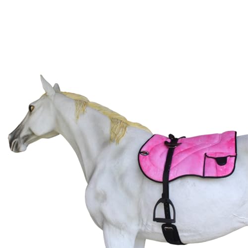 Horse Neoprene Padded Anti-Slip Bareback Saddle Pad Blue Plaid 39TS04 - color: Pink Sparkle, size: 24" L x 35" W