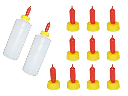 Goat Feeding Bottle Set, 400 ml Heavy-Duty Plastic Lamb Feeding Bottle, 2 Pack with 10 Silicone Nipples, Nursing Bottle for Lambs, Goats, Calves