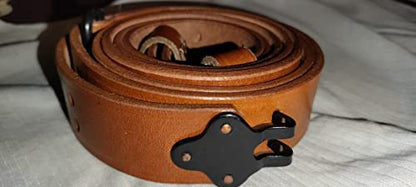 US M1907 Leather Sling WWII M1 Garand Rifle Sling (Leather & Steel Harware) - color: TAN