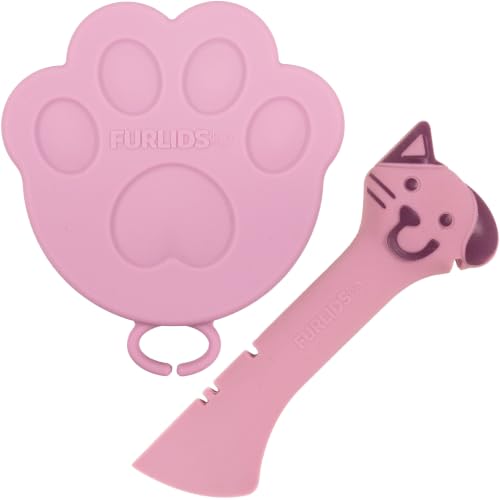 FURLIDS Pink NEW PREMIUM SEAL | Dog Food Can Lid & Cat Food Can Lid with Spatula – Silicone Pet Food Can Cover, Airtight, Reusable, Universal Fit, Dishwasher Safe - color: Furlids PREMIUM SEAL 1 Pack Pink