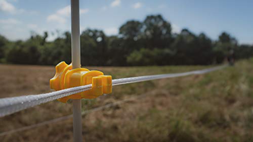 Hooyman Hot Zone Garden and Food Plot Electric Fence, Solar Powered Deer Exclosure with Solar Panel System, Fiberglass Posts, Post Insulators, and In-Line Tensioners for Food Plot or Garden Protection - style: Round Post Insulator