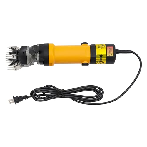 2 in 1 Sheep Shears with Shearing Guide 6 Speeds and 2800 RPM Electric Carpet Trimmer Sheep Clippers Yellow Low Vibration Rug Trimmer for Sheep