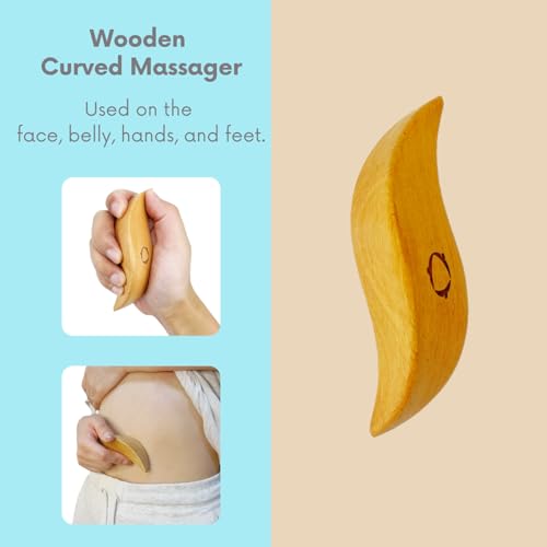 Dry Brushing Body Brush for Lymphatic Drainage with Wood Massage Tool | Vegan Dry Brush with Contoured Non-Slip Handle, Maderoterapia Gua Sha Kit for Anti-Cellulite, Body Sculpting & Sensitive Skin