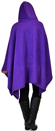 Dare2BStylish Women Poncho Style Hoodie Sweater Fleece Cover Up for Cold Weather - color: Purple