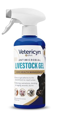 Vetericyn Plus Livestock Utility Gel Spray | Sprayable Hydrogel Wound Care, Teat Spray, Dermal Irritation Relief, Non-Toxic and Antibiotic-Free Formula, Safe for All Animals. 16 ounces