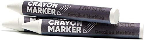 Universal Crayon Wax Marker for Industrial and Craft Detailed Marking on Lumber Metal Carton Ceramics Concrete Glass Plastic Tire 4 x 1/2", Pack of 12 (White) - color: White
