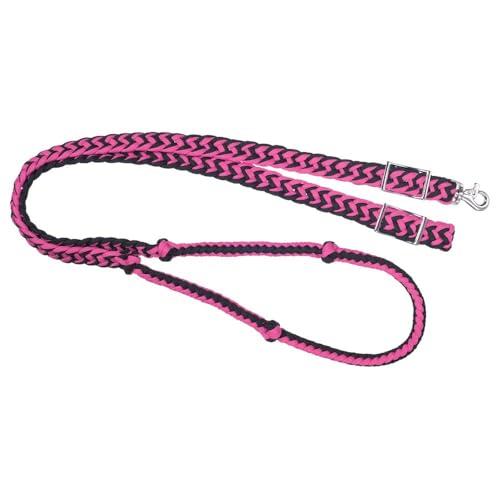 Tough 1 Deluxe Knotted Cord Roping Reins - color: Pink/Black