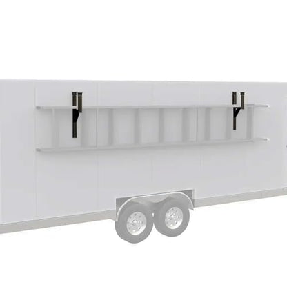 2 Rack Heavy Duty Side Mount Trailer Ladder Rack with Rubber Pads Bungee Cords 353 LBS Capacity Adjustable Steel Ladder Rack for Enclosed and Open Trailers - size: 2