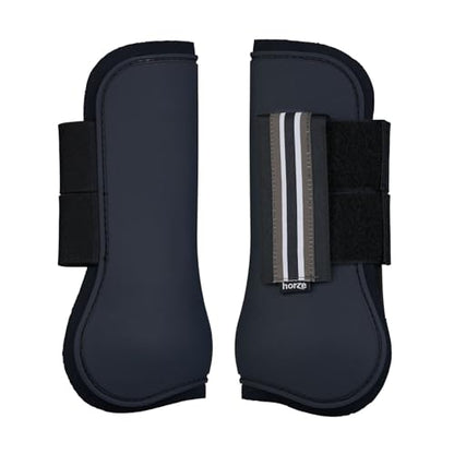 HORZE Adepto Open Front Tendon Boots | Durable Shell with Neoprene Lining - Dark Navy - Warmblood - color: Dark Navy, size: Warmblood