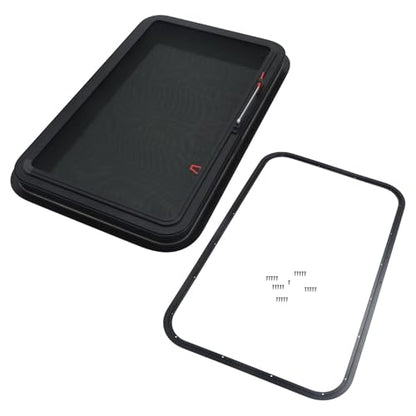 labwork 36W x 22H RV Exit Window with Detachable Screen and Mounting Frame for RV, Cargo, and Horse Trailer, DOT Certified