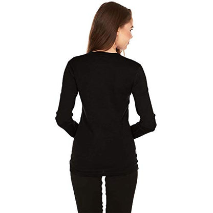 100% Merino Wool - Women's Midweight Base Layer - Long Sleeve Crew - color: 235 Midweight Black, size: Medium