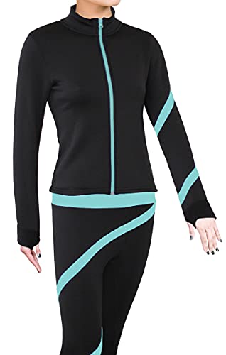NY2 SPORTSWEAR Figure Skating Polartec Polar Fleece Spiral Jacket - Child Sizes - color: Aqua, size: Medium