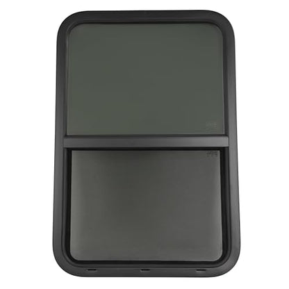 HECASA 24" W x 36" H RV Window w/Trim Ring Vertical Slide RV Window | Replacement W/Screen, for Camper, Cargo Travel Trailer, Cargo Van Tinted Glass Powder Coated - size: 24" W x 36" H