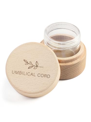 Minimalist Wooden Umbilical Cord Keepsake - with Transparent Acrylic Box - Hygienic Storage - Baby Umbilical Cord Memorial Box, Newborn, Christening - 2" x 2" x 1.6" Modern Case Baby Keepsake