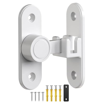 Sliding Barn Door Lock - 90/180° Flip Door Latch (White-1 Pc) - color: White-1 Pc
