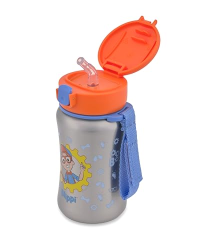 Skip Hop x Blippi Toddler Stainless Steel Water Bottle, BPA-Free Toddler Water Bottle with Pop-Up Lid & Flexible Straw Holds 12oz. Age 12m+ - color: Blippi