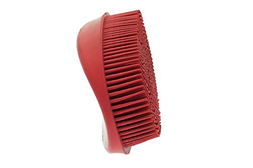 Grewal Equestrian Oval Face Grooming & Bathing Curry Brush for Horses, Dogs, Cats, & Other Pets - Very Soft Bristles (Red) - color: Red