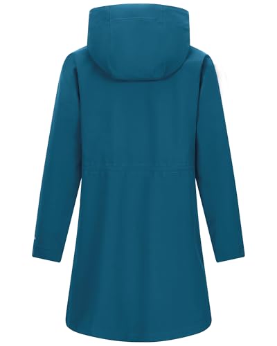 33,000ft Women's Waterproof Rain Jackets Long Rain Coats with Hood - color: Ceramic Blue, size: Large