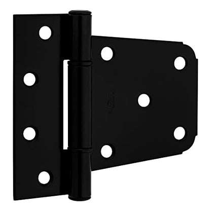 National Hardware Extra Heavy Duty Gate Hinge, 3-1/2", Steel, 2-Pack, Black | T-Hinge Pair for Wood Fence and Yard Gates; WeatherGuard Finish with Mounting Hardware for Easy Install - color: Black
