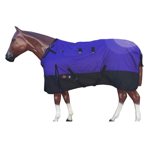 Pony Horse Turnout Blanket HILASON 600D Waterproof Winter Ripstop 400g Fill Belly Wrap Shoulder Gusset Tail Flap - color: Purple, size: 50 In