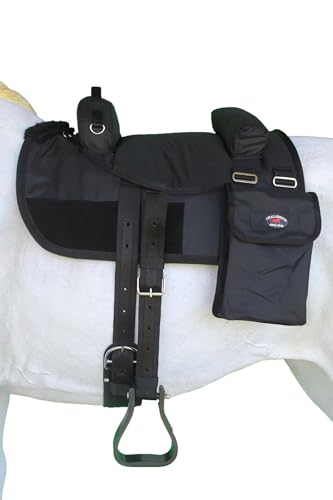 Horse Western Bareback Saddle Pad Trail w/ Pockets Girth Stirrups 39205 - color: Black