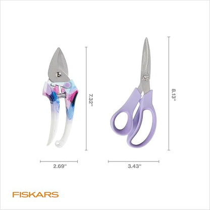 Fiskars 2-Piece Garden Tool Set, Pruning Shears & Vegetable Scissors | Explore Collection Bypass Garden Clippers, Vegetable Shears w/ Serrated Stainless Steel Blades for Harvesting Flowers & Herbs - style: Pruner & Veggie Shears Set