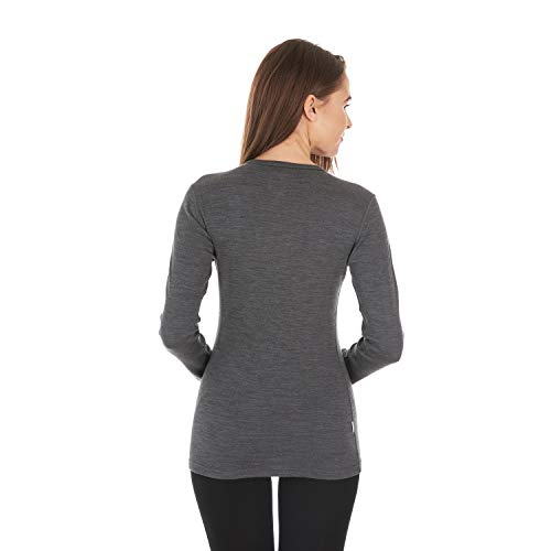 100% Merino Wool - Women's Midweight Base Layer - Long Sleeve Crew - color: 235 Midweight Charcoal Gray, size: Large