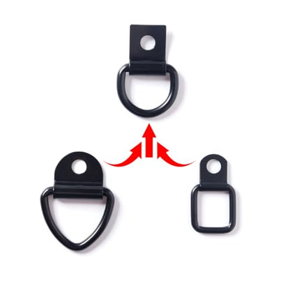 4 Pcs D-Rings Tie Down Anchor Hooks, 10mm Fixing hole D-Ring for Pickup Truck Bed Deck Rails T Slot Nut Screw, Heavy Duty Steel D Ring for Trailer, Camper, Warehouse, Garage, Cargo Cover Mounts, Black - color: Black