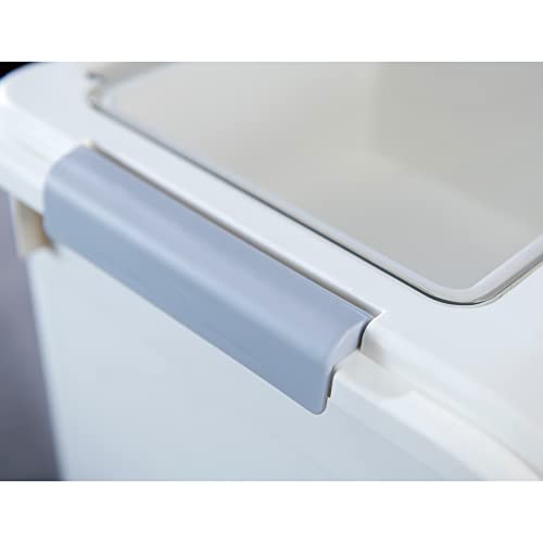 HANAMYA 25 Liter / 40 lbs Rice Storage Container with Measuring Cup, BPA free, For Rice | Grain | Pet Food | Flour, 1 count, White