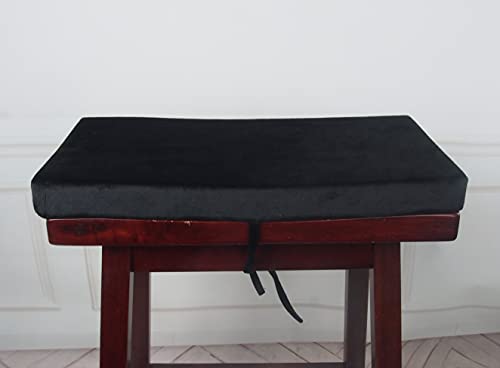 Augld 2 Pack Rectangle Saddle Stool Cushion 9.5"x18" Black - color: Black, size: 9.5"x18"x1.5"